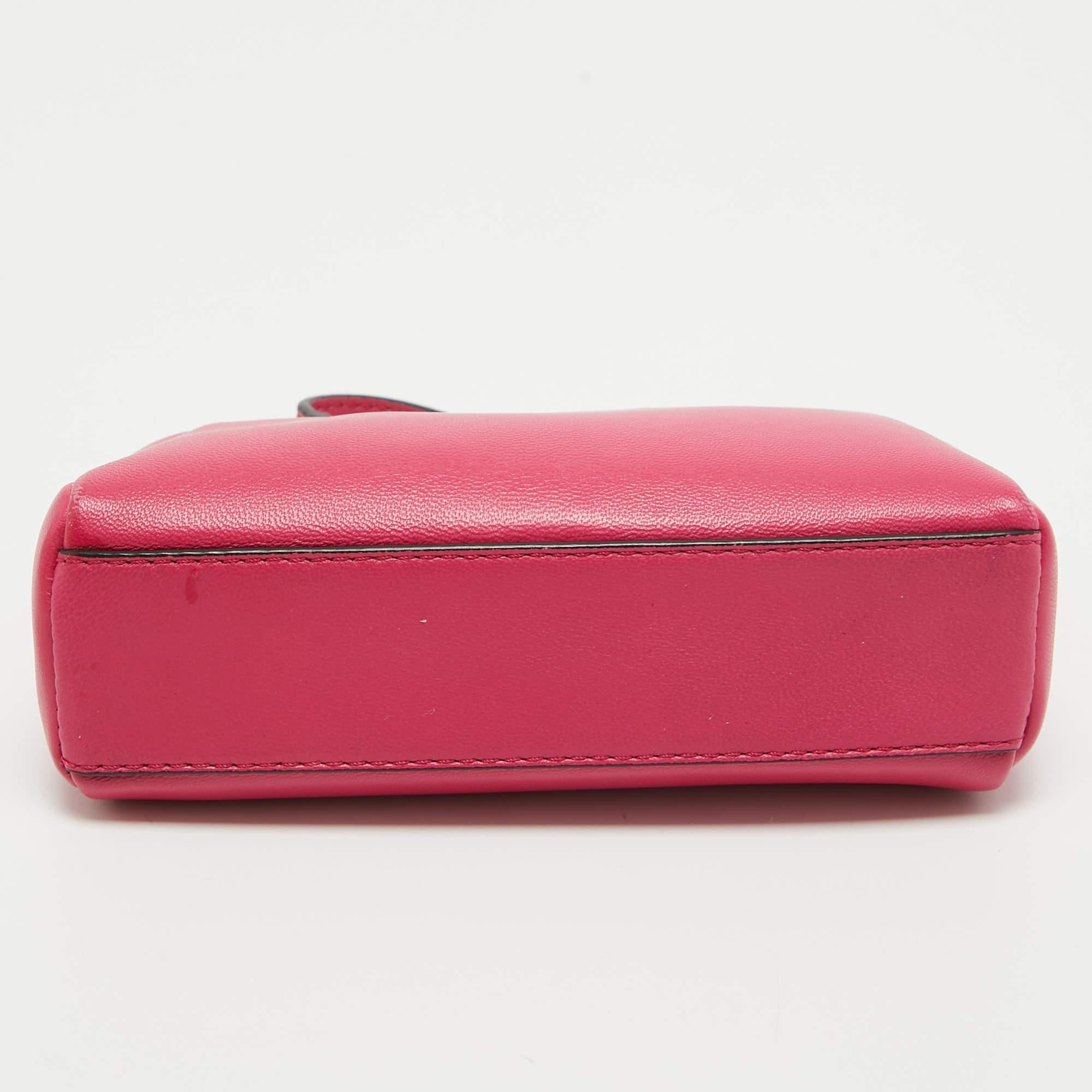 Fendi Fuchsia Leather Micro Peekaboo Crossbody Bag For Sale 2