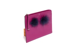 Fendi Fuchsia Leather Monster Clutch