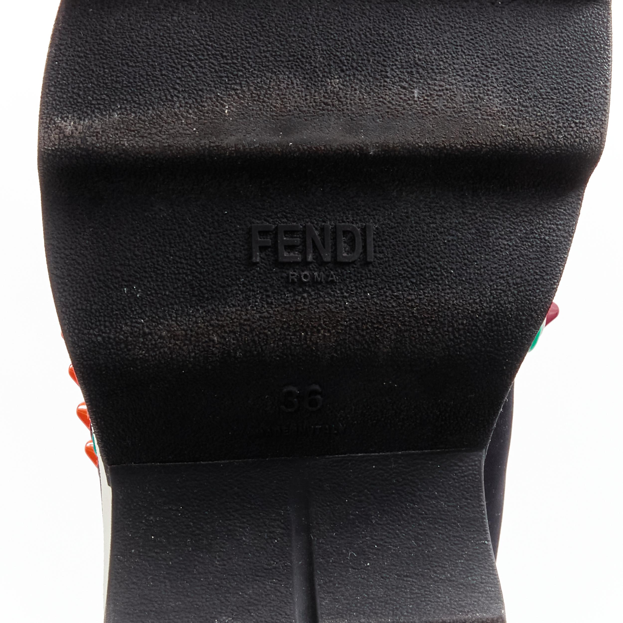 FENDI Fun Fair studded logo rubber applique black pink neoprene low sneaker EU36 For Sale 3