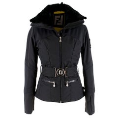 Used Fendi Fur Trim Black Padded Ski Jacket estimated size M