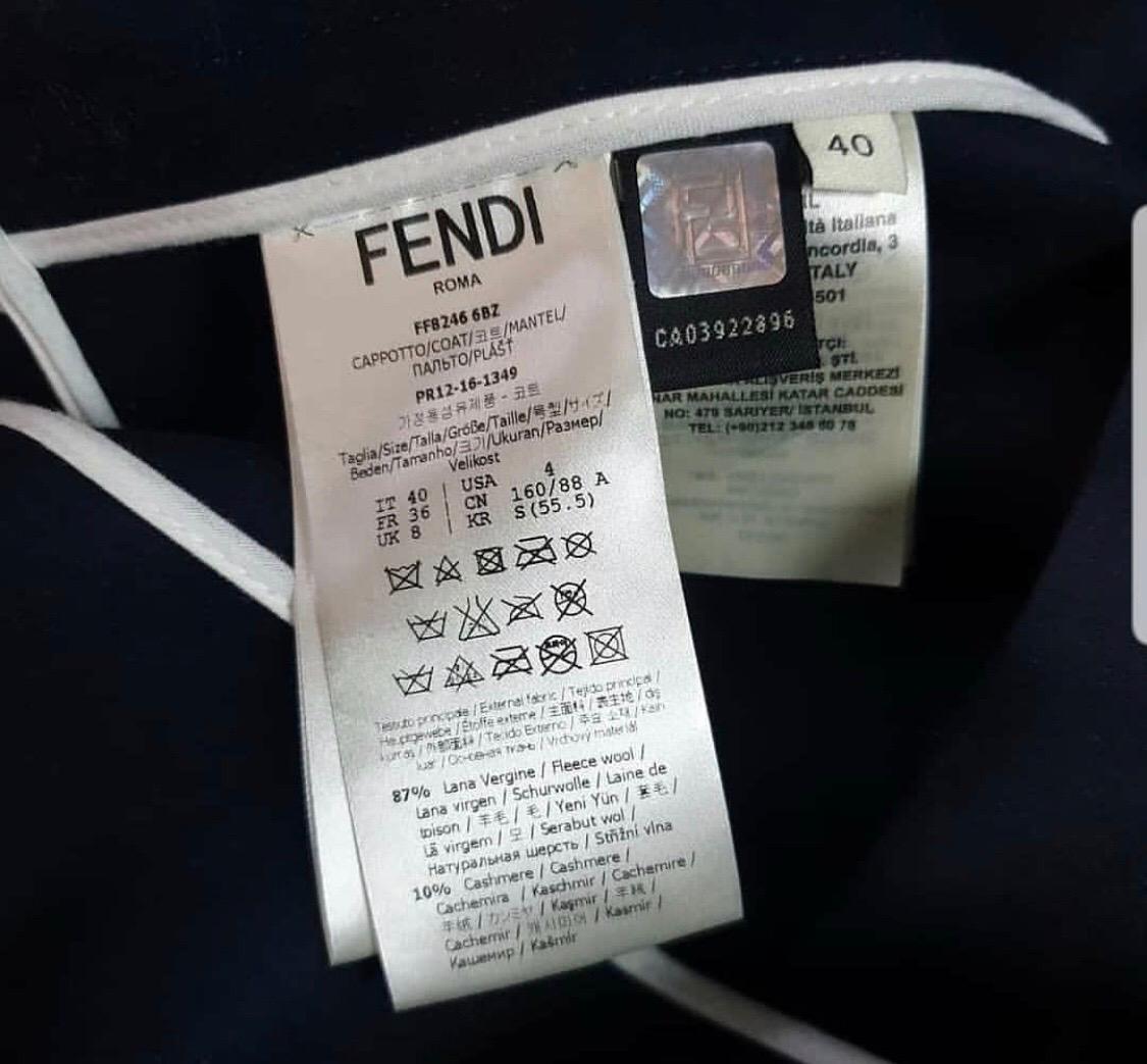 Fendi Fur-Trimmed Wool Cashemere Blue Fox Coat  3
