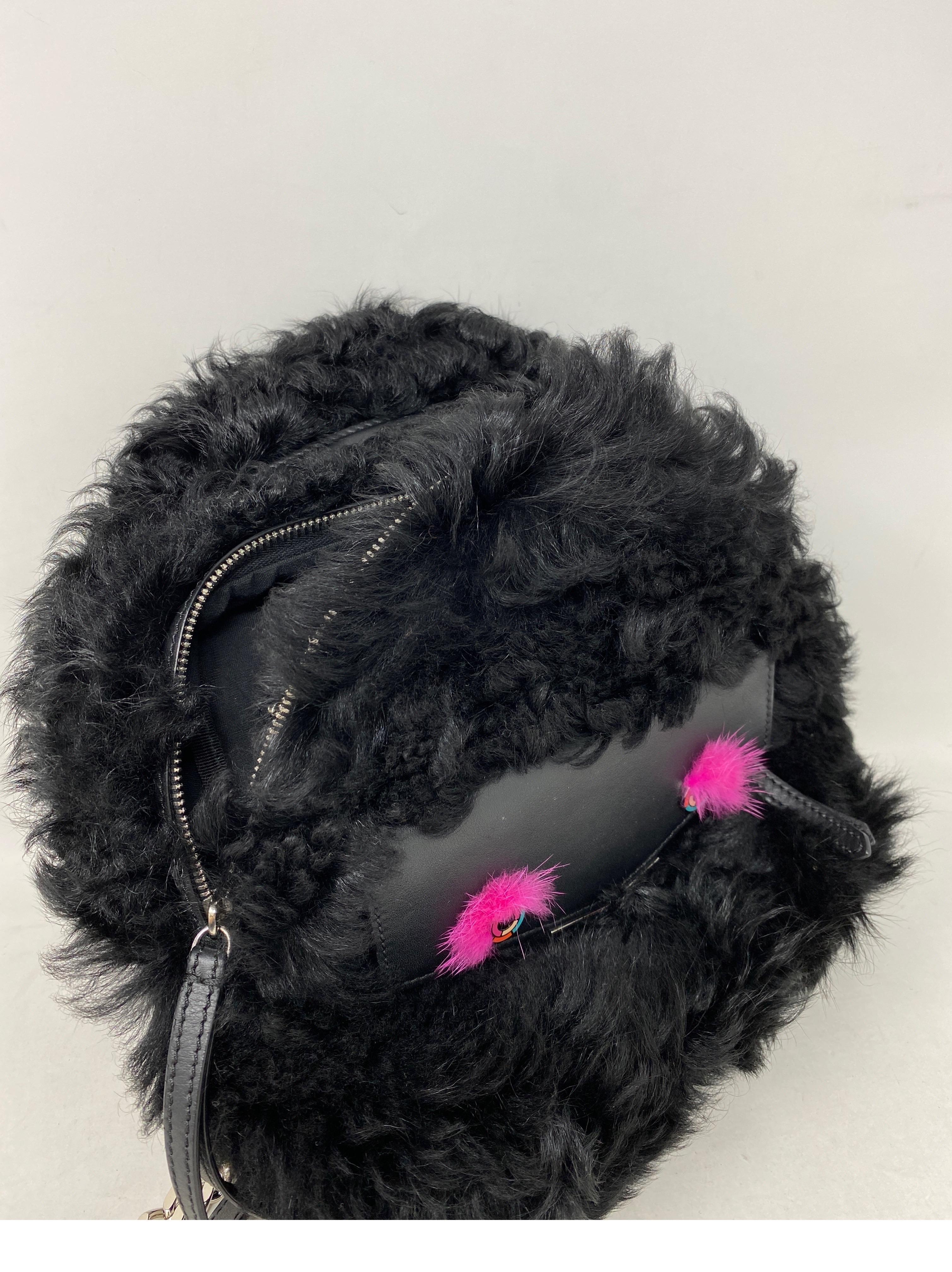 Black Fendi Furry Backpack