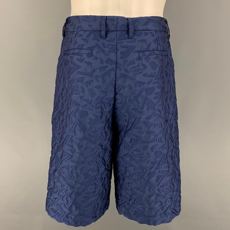 Fendi Hand-made Needle-picking Shorts Blue Green  Cotton main image 1