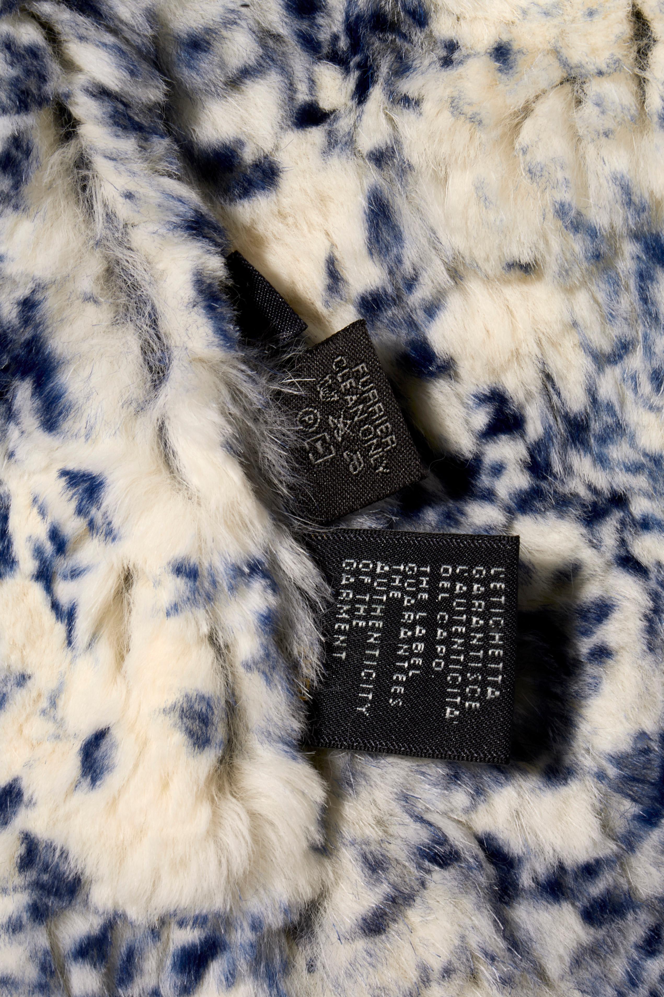 Fendi FW15 Tweed Pelz gefüttert Jacke IT 40 US 4 Blau Kaninchen Pelz Made in Italy im Angebot 7