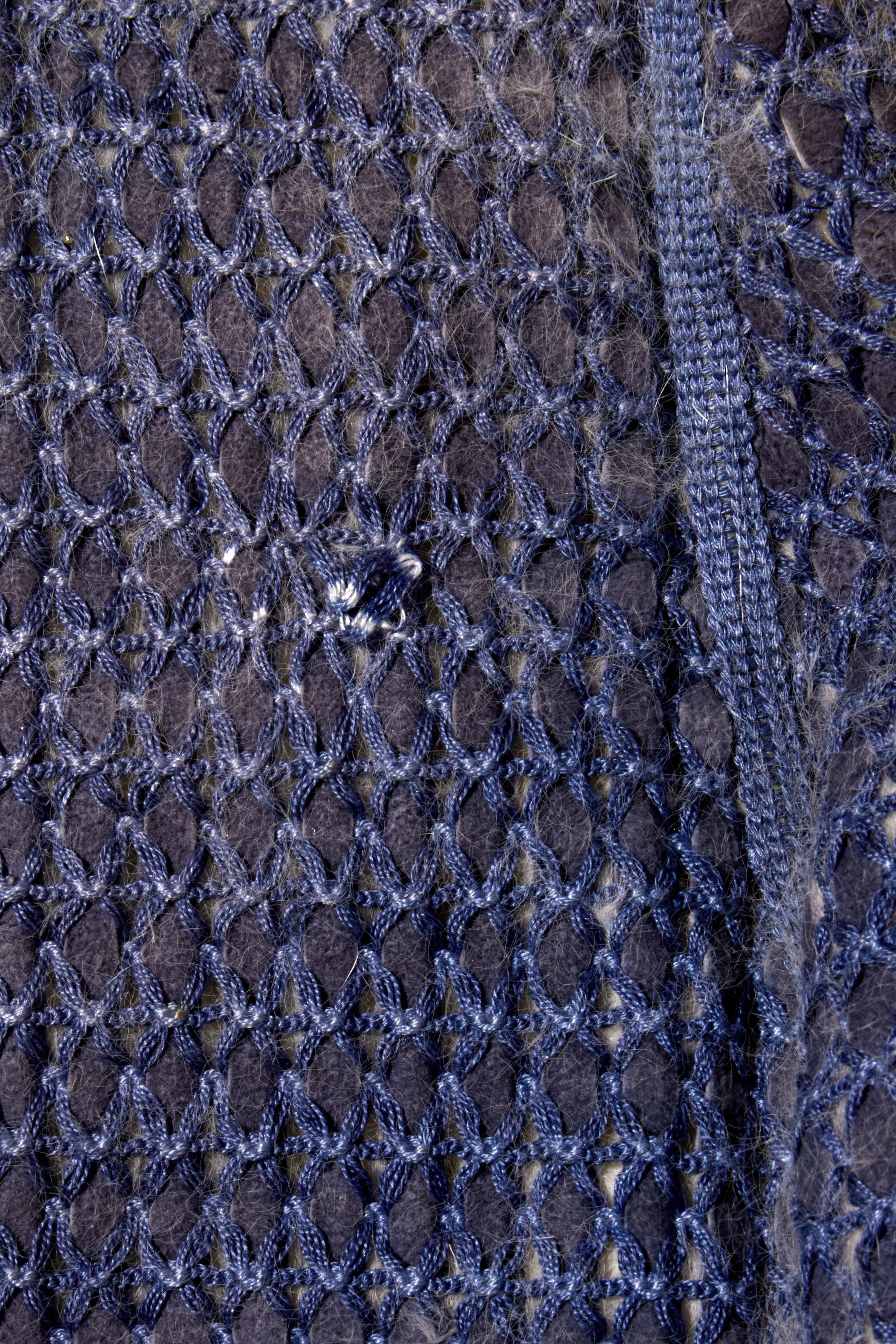 Fendi FW15 Tweed Pelz gefüttert Jacke IT 40 US 4 Blau Kaninchen Pelz Made in Italy im Angebot 4