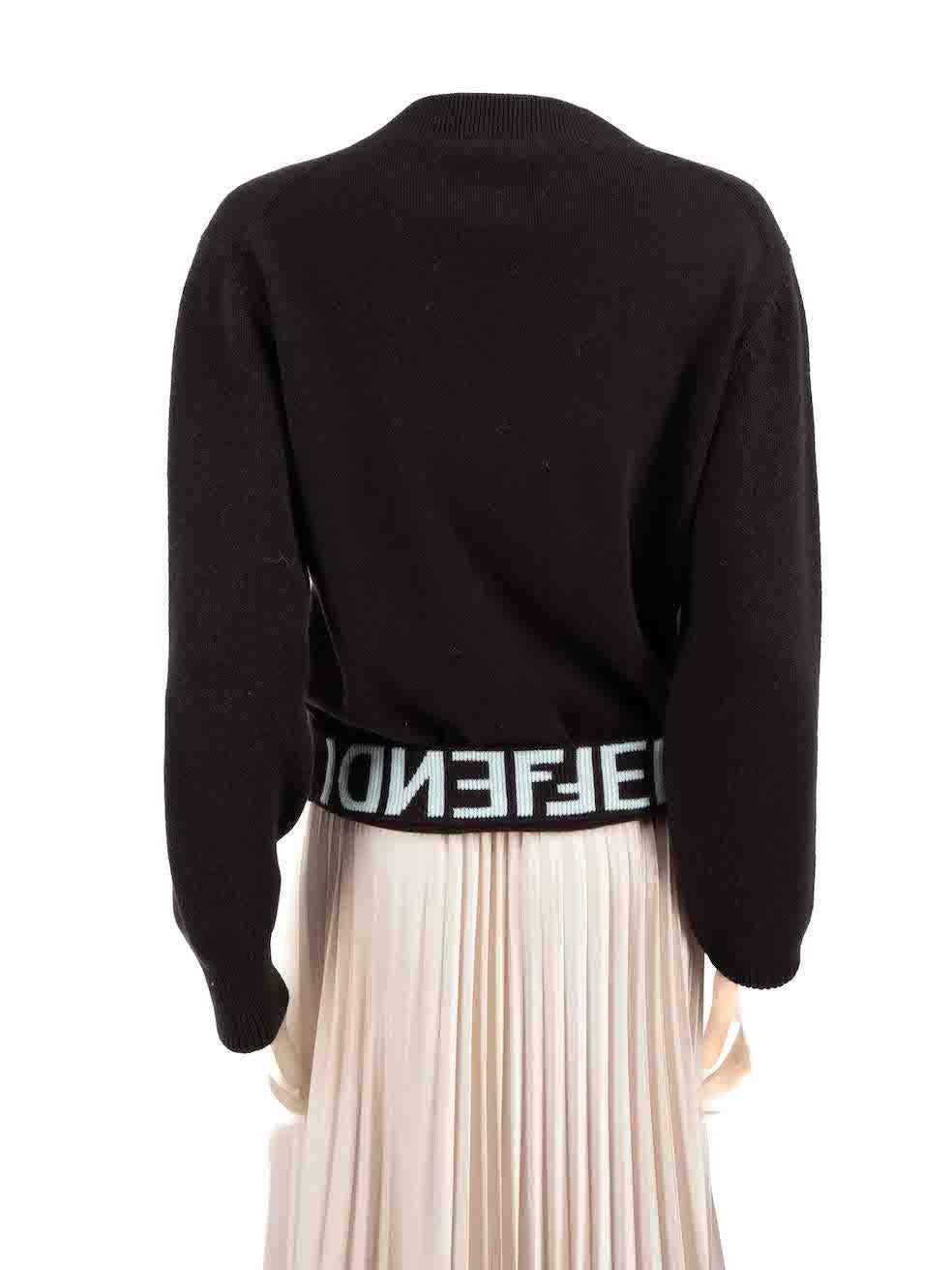 Noir Fendi FW23 Pull en laine marron foncé Taille S en vente