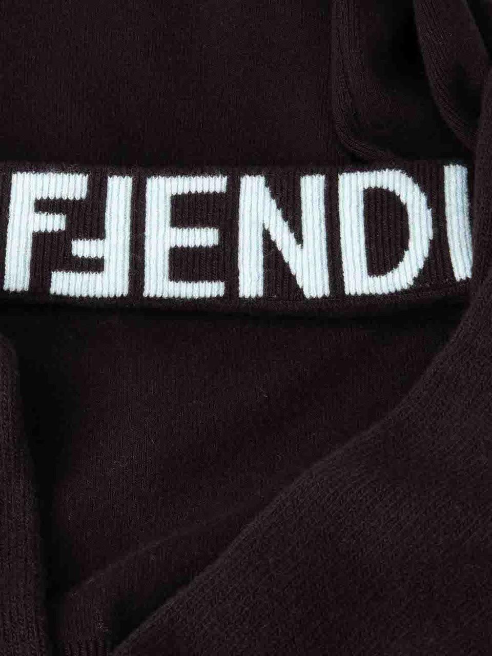 Black Fendi FW23 Dark Brown Wool Knitted Sweater Size S For Sale