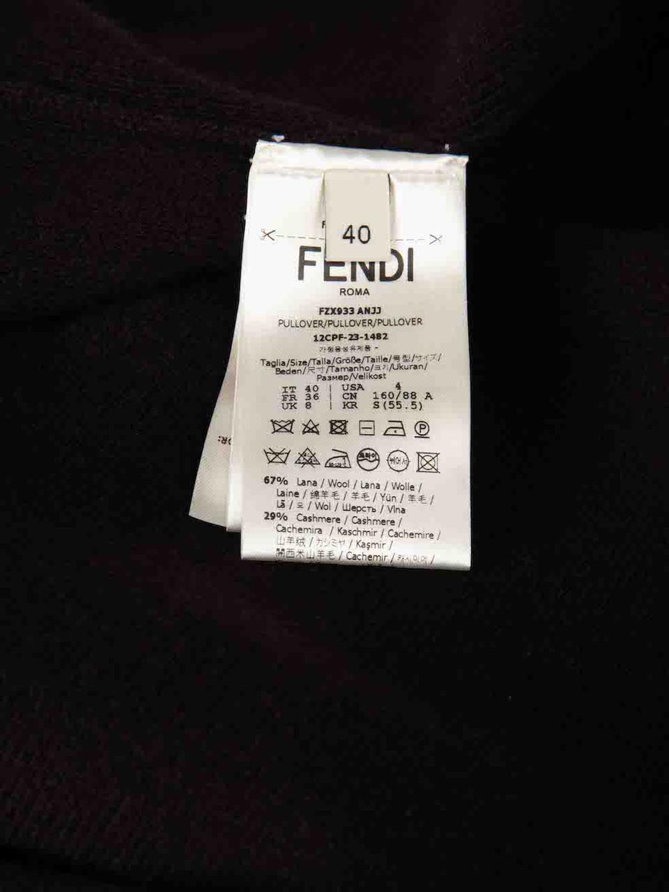 Fendi FW23 Dark Brown Wool Knitted Sweater Size S In New Condition For Sale In London, GB