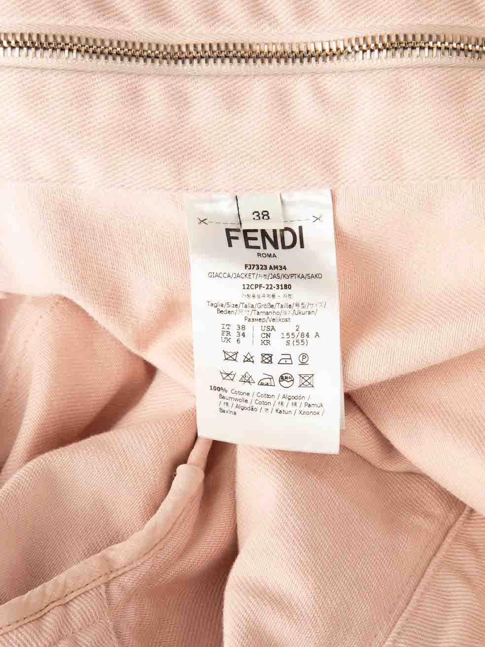 Fendi FW23 Pink Pocket Detail Drill Jacket Size XS For Sale 2