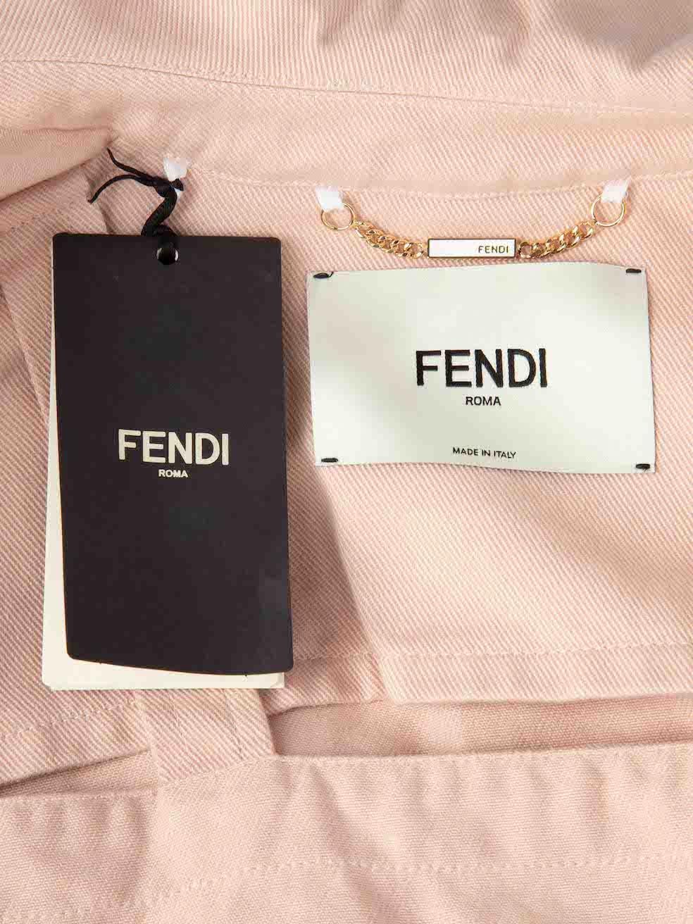 Fendi FW23 Pink Pocket Detail Drill Jacket Size XS For Sale 3