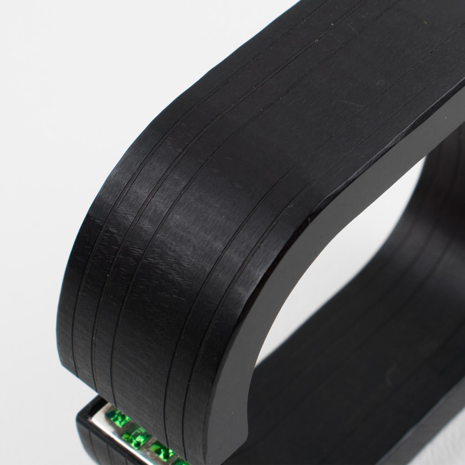 Fendi Geometric Black Resin Acrylic Cuff Bracelet For Sale 4