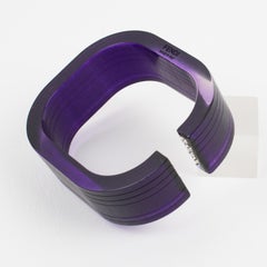 Fendi Geometric Purple Resin Acrylic Cuff Bracelet