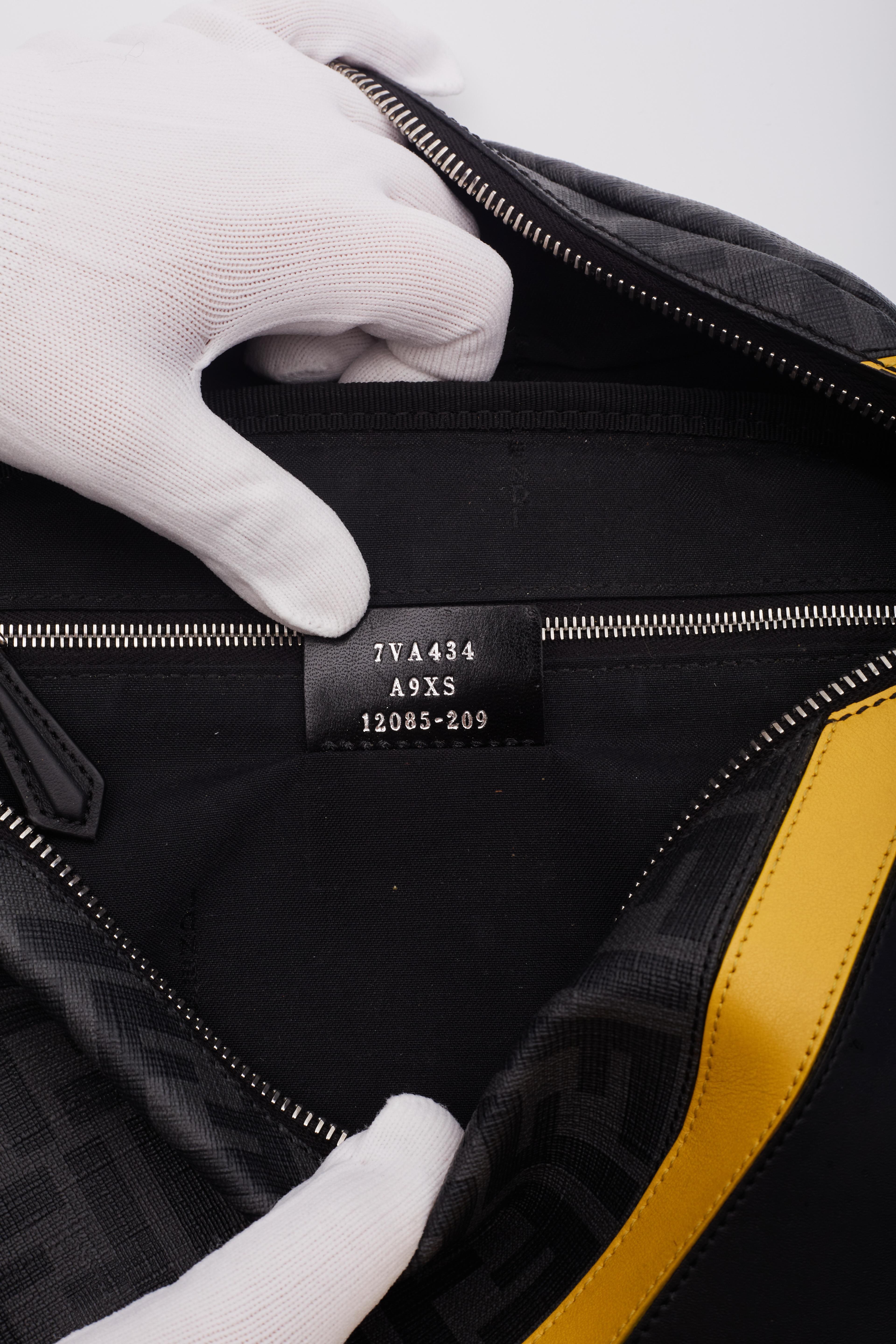 Fendi Glazed Black Logo Ff 1974 Diagonal Belt Bag For Sale 7