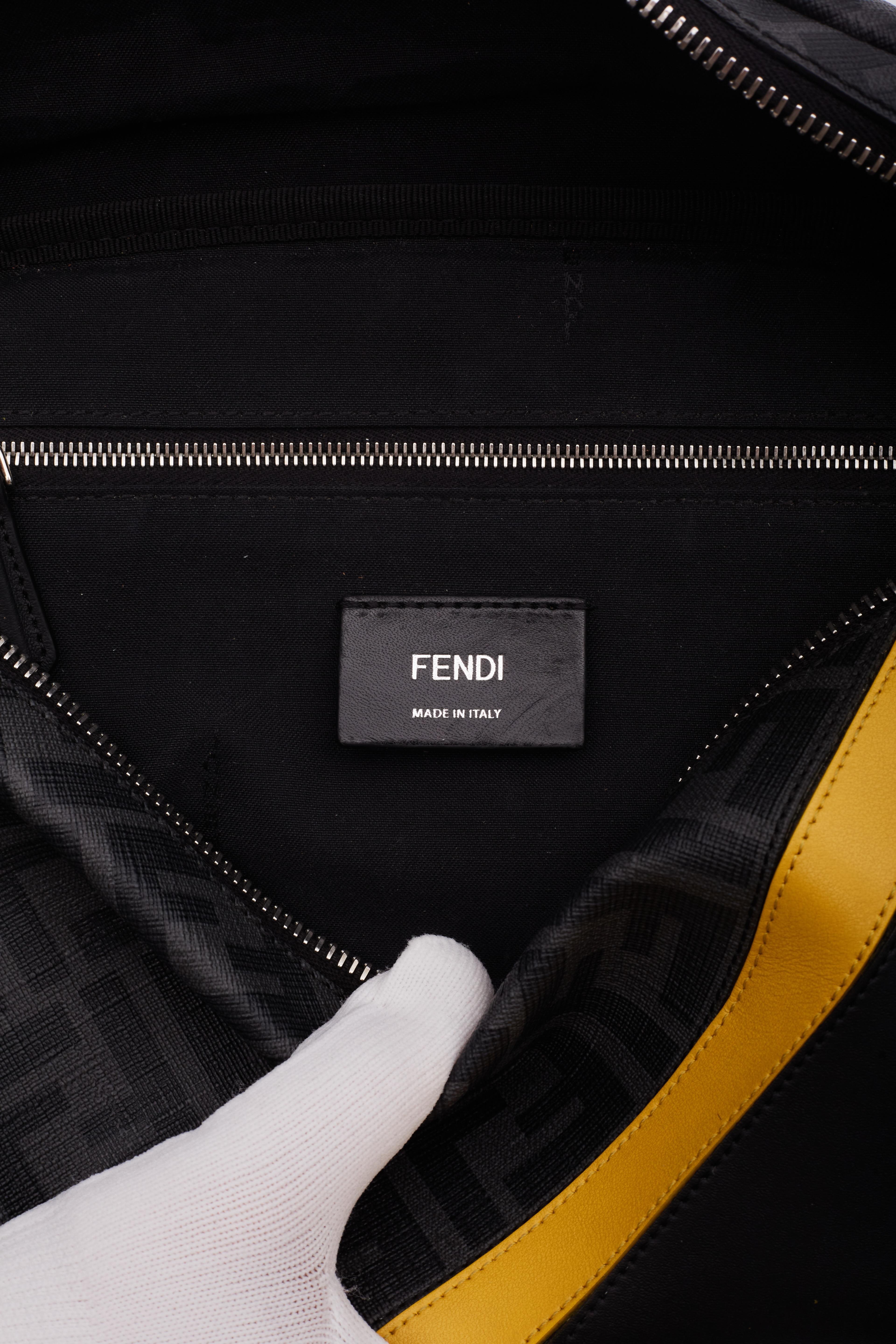 Fendi Glazed Black Logo Ff 1974 Diagonal Belt Bag For Sale 8