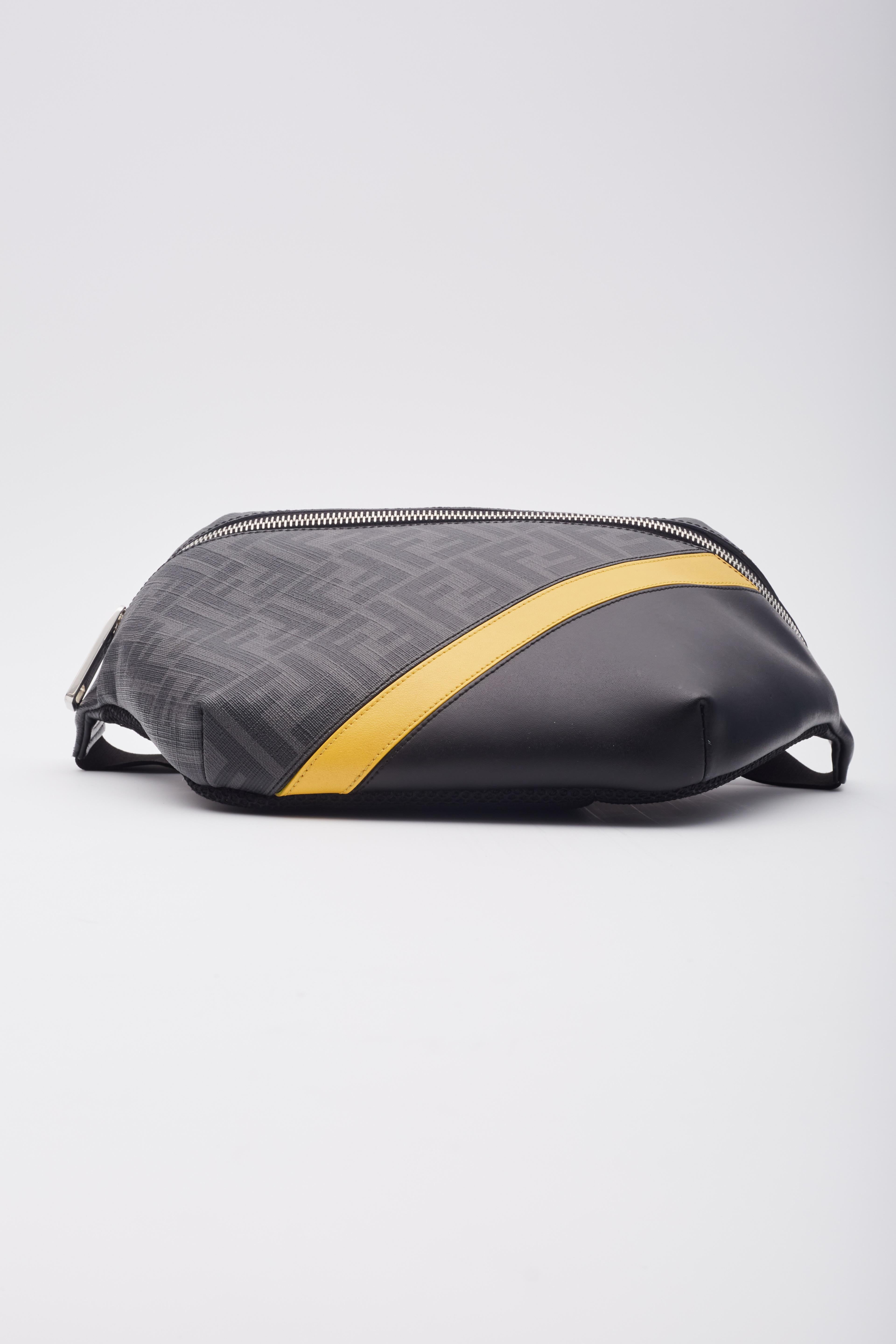 Fendi Glazed Black Logo Ff 1974 Diagonal Belt Bag For Sale 1