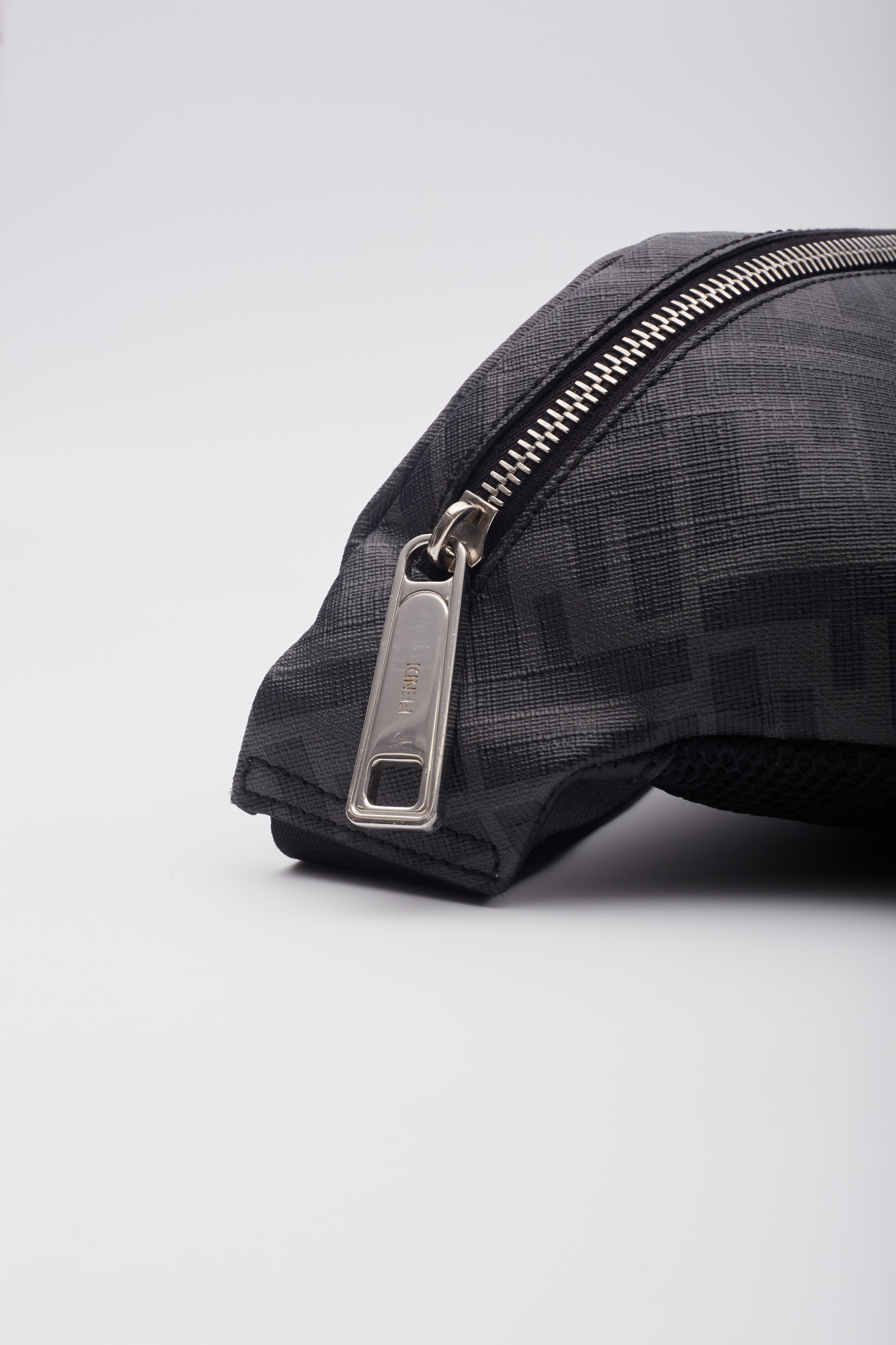 Fendi Glazed Black Logo Ff 1974 Diagonal Belt Bag For Sale 4