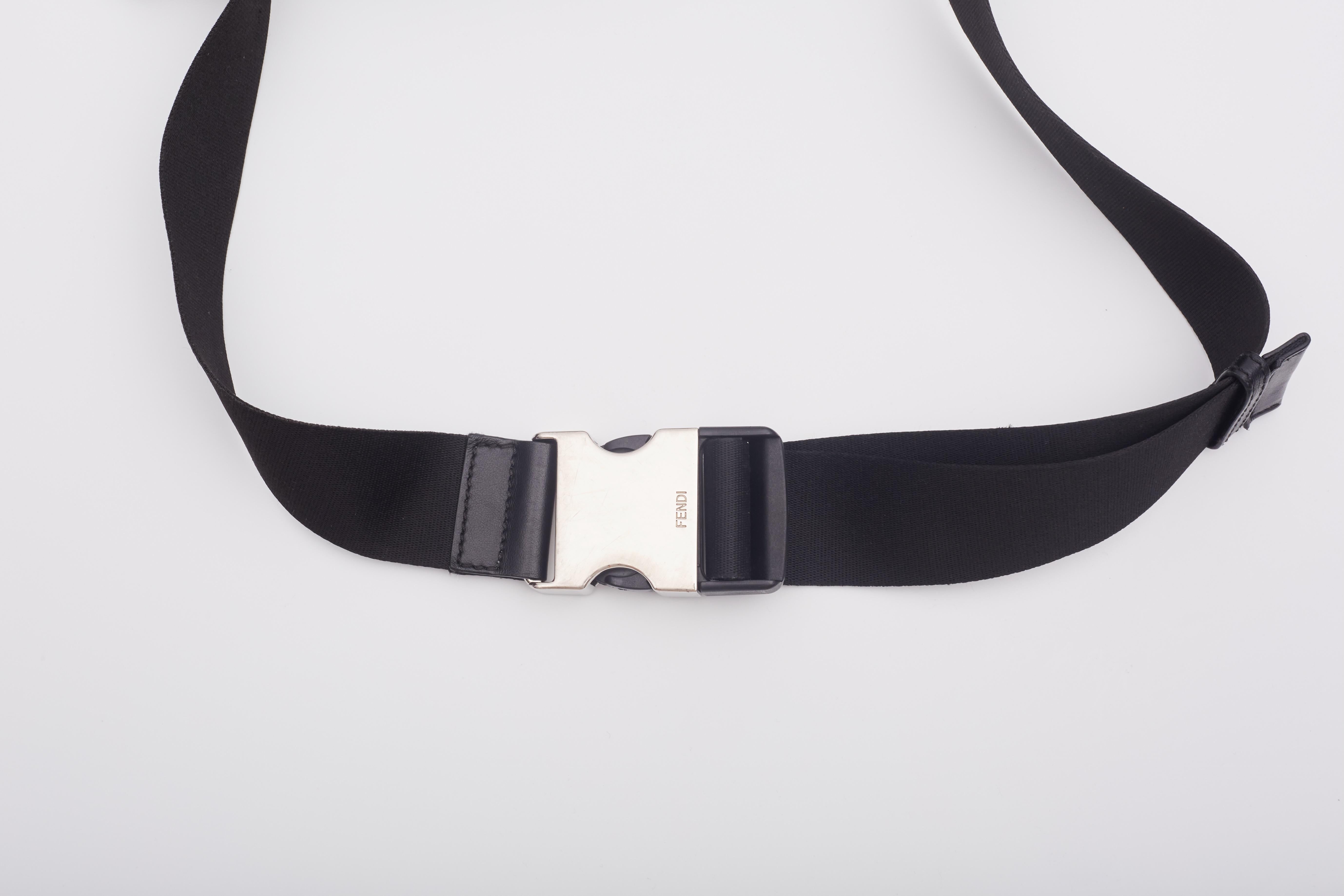 Fendi Glazed Black Logo Ff 1974 Diagonal Belt Bag For Sale 5