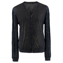 Fendi Glitter Black Semi-Sheer Cardigan - Size Mens M / Womens L