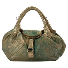 Fendi MM Shopper Spy Handtasche aus gold- und grüntönigem Leder
