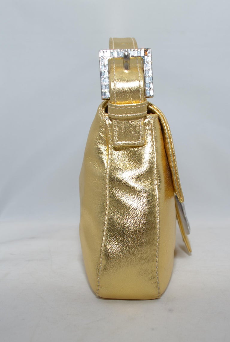 Fendi Gold Baguette Shoulder Bag with Rhinestone Buckle at 1stDibs ...