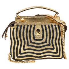 Fendi Gold/Black Leather Small Dotcom Click Shoulder Bag
