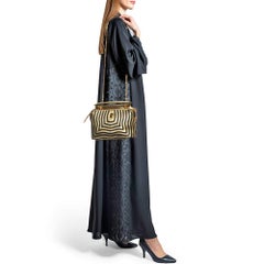 Fendi Gold/Black Leather Small Gold Edition Dotcom Click Top Handle Bag