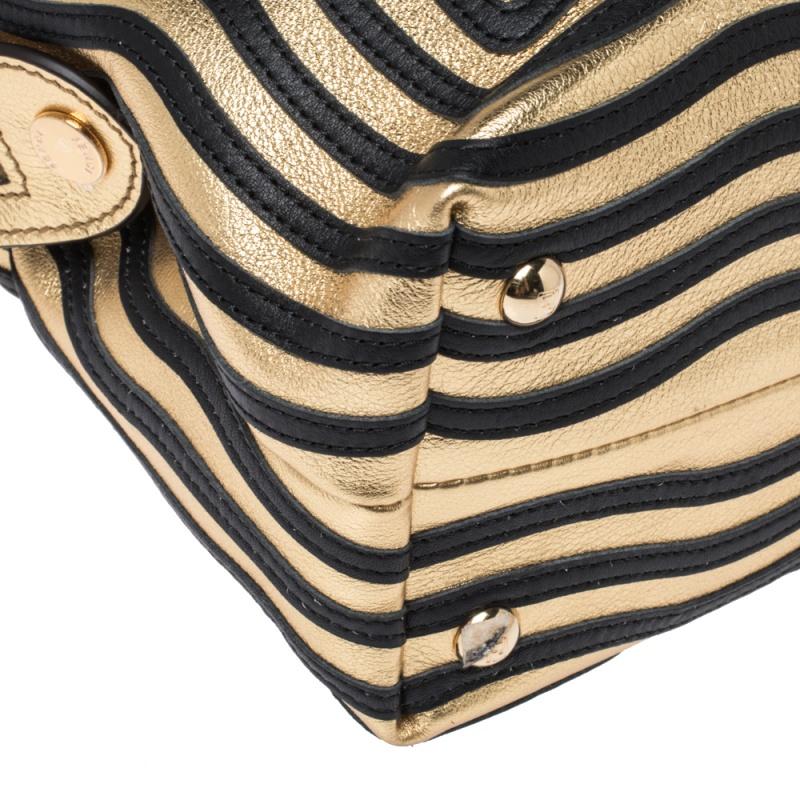 Fendi Gold/Black Quilted Leather Dotcom Click Shoulder Bag 2