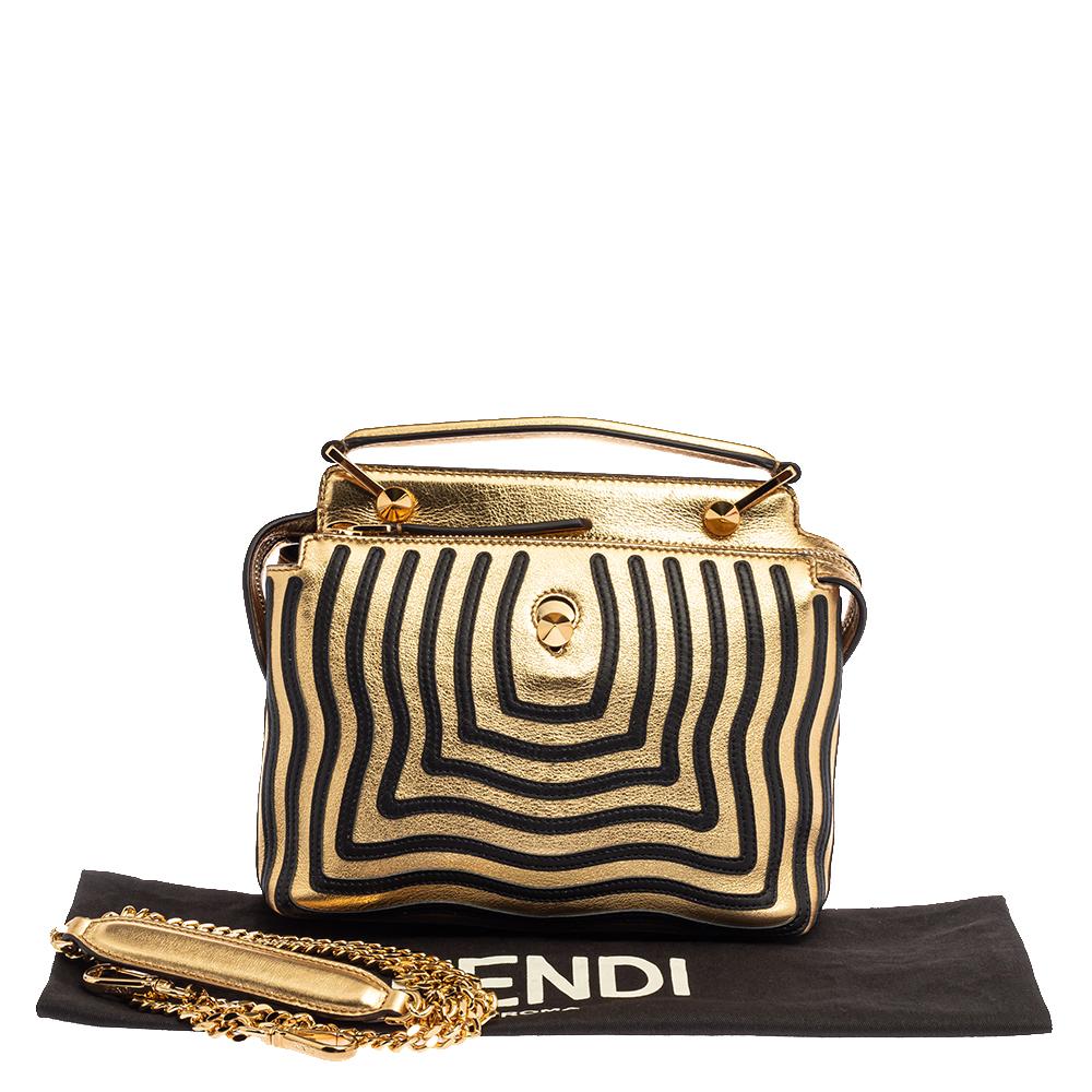 Fendi Gold/Black Quilted Leather Dotcom Click Shoulder Bag 4