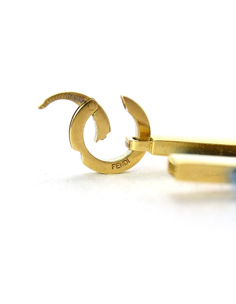 Fendi Gold Blue Mink Fur Trimmed U Initial Bag Charm