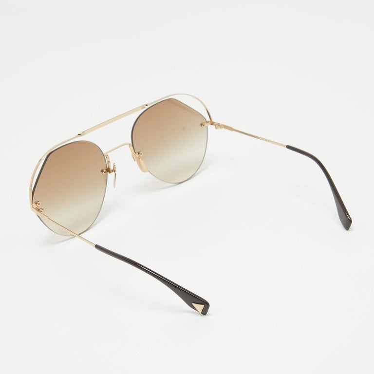 Fendi Gold/Brown Gradient FF 0326/S Rimless Sunglasses at  display picture 2