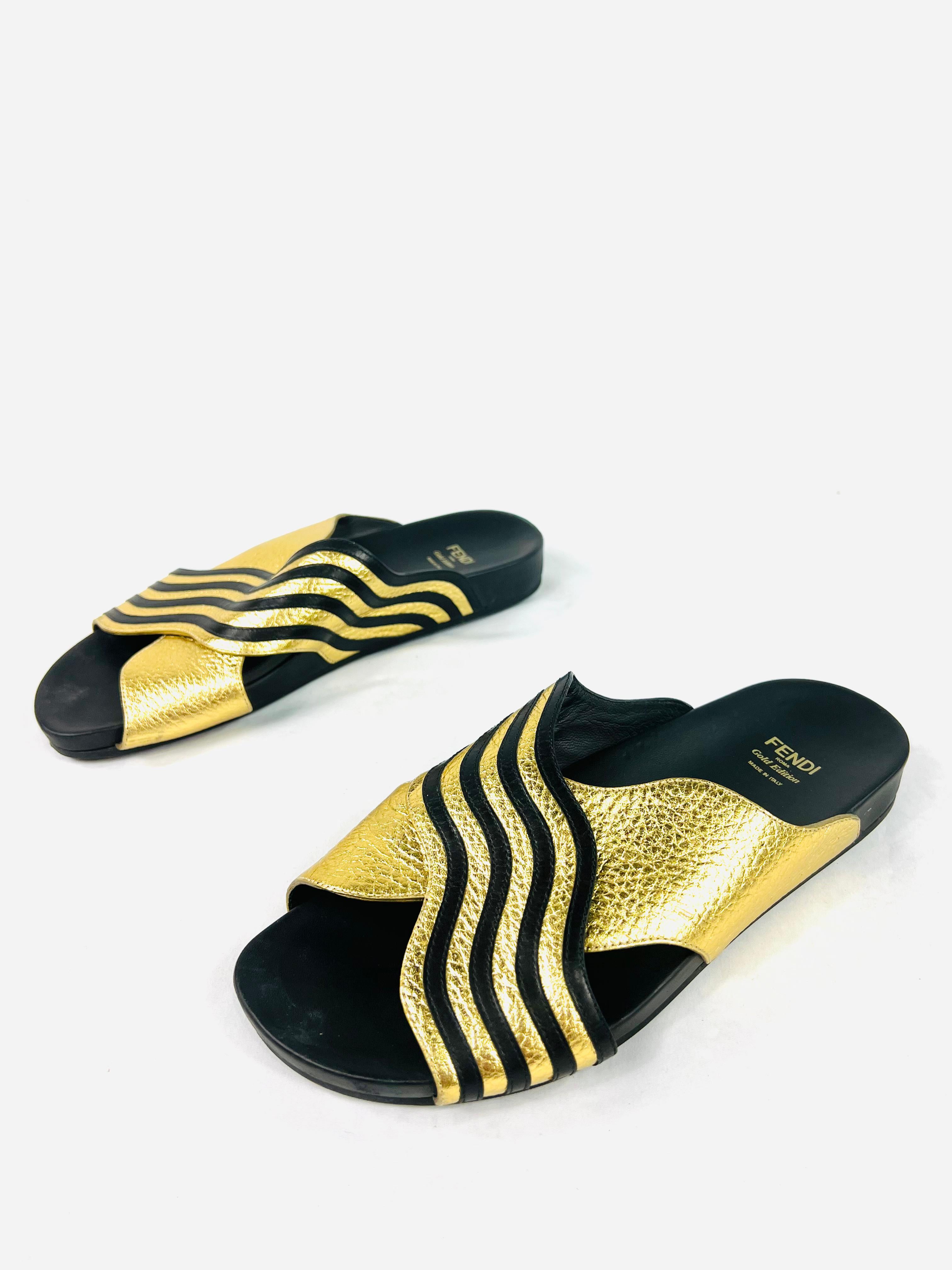 fendi gold sandals