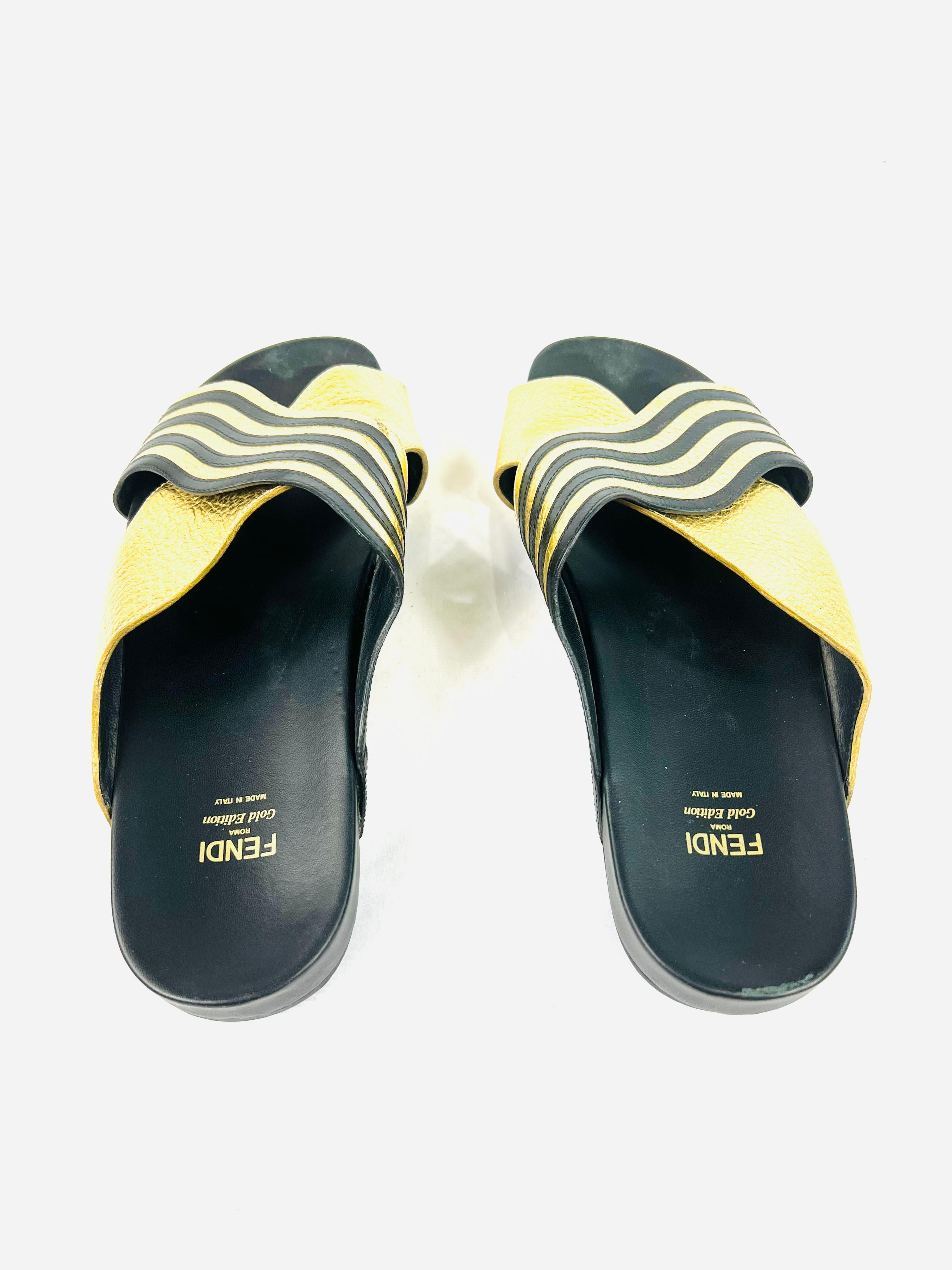 gold fendi sandals