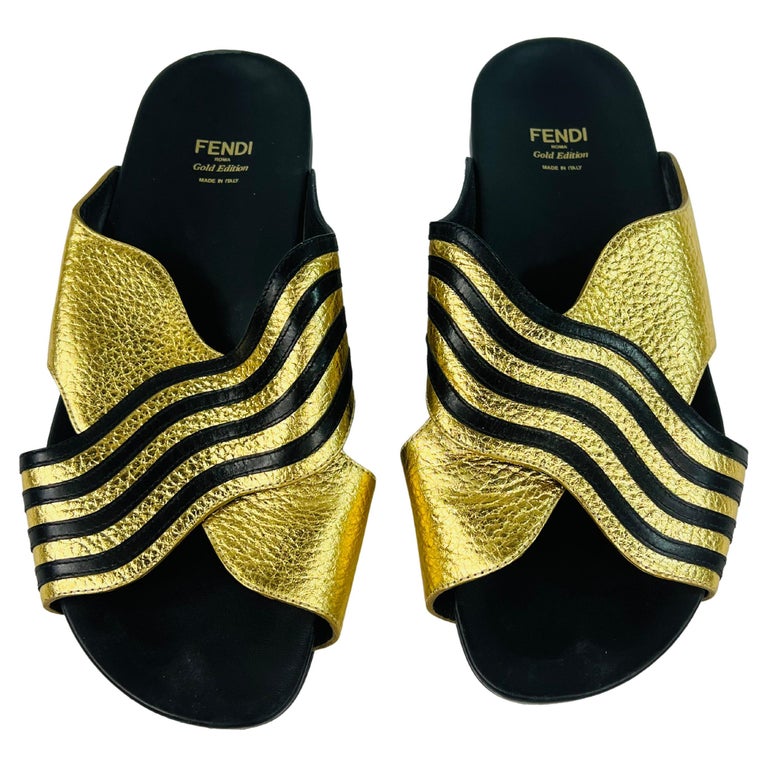 Fendi Gold Edition Leather Flat Sandals, Size 38.5 For Sale at 1stDibs |  fendi gold sandals, gold fendi sandals, fendi slippers