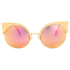 FENDI gold EYESHINE Sunglasses Mirrored Pink Lenses FF0177/S