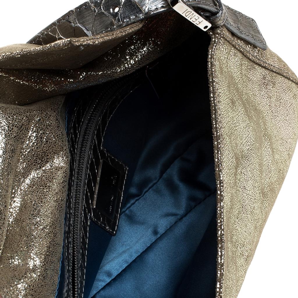 Fendi Gold Faux Leather Baguette Shoulder Bag 3