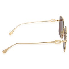 Fendi Gold FF Square Mirror Lens Baguette Square Sonnenbrille