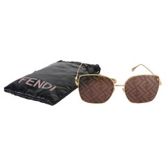 Fendi Gold FF Square Mirror Lens Baguette Square Sonnenbrille