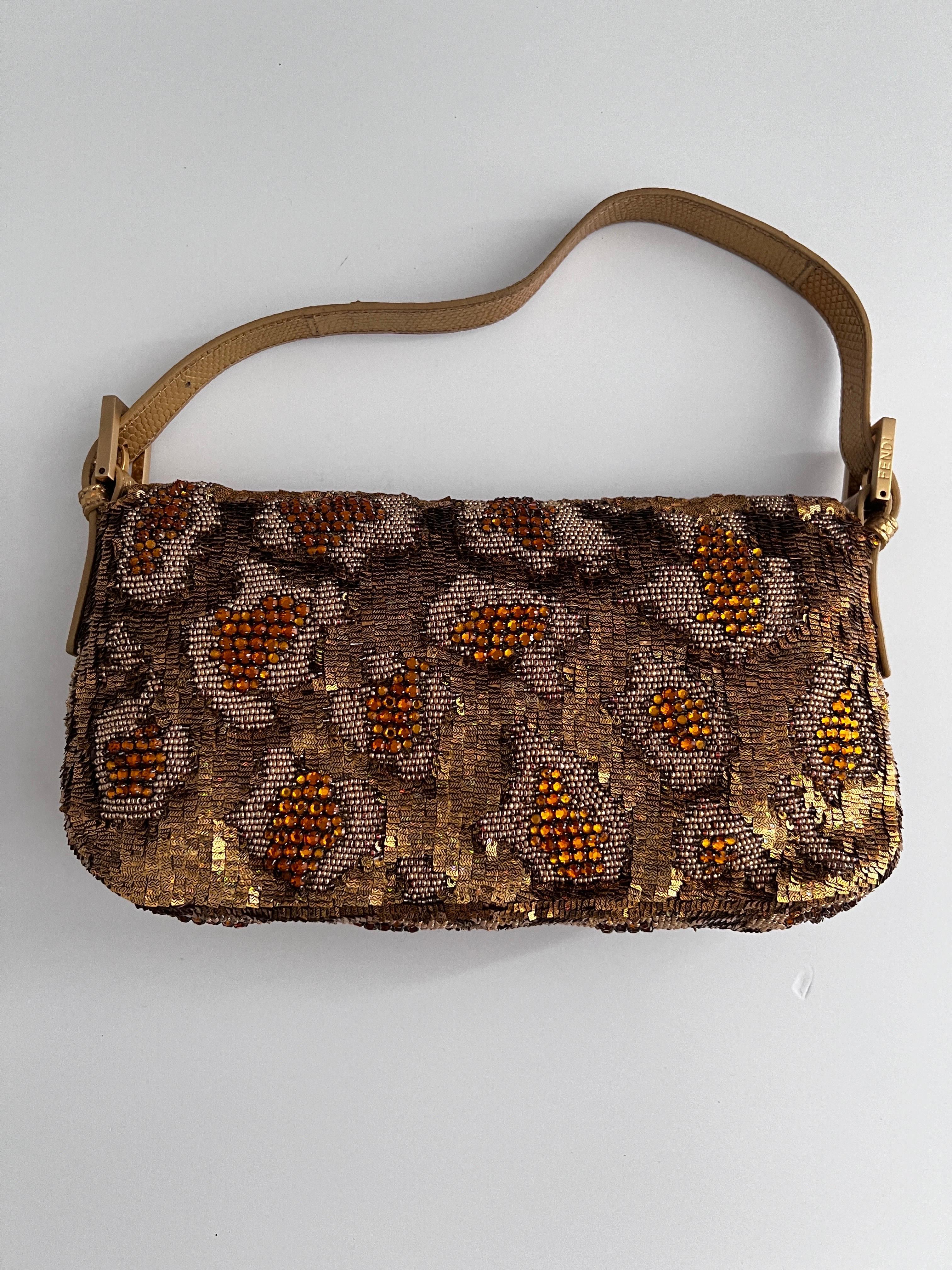 Women's or Men's Fendi gold grape sequin baguette