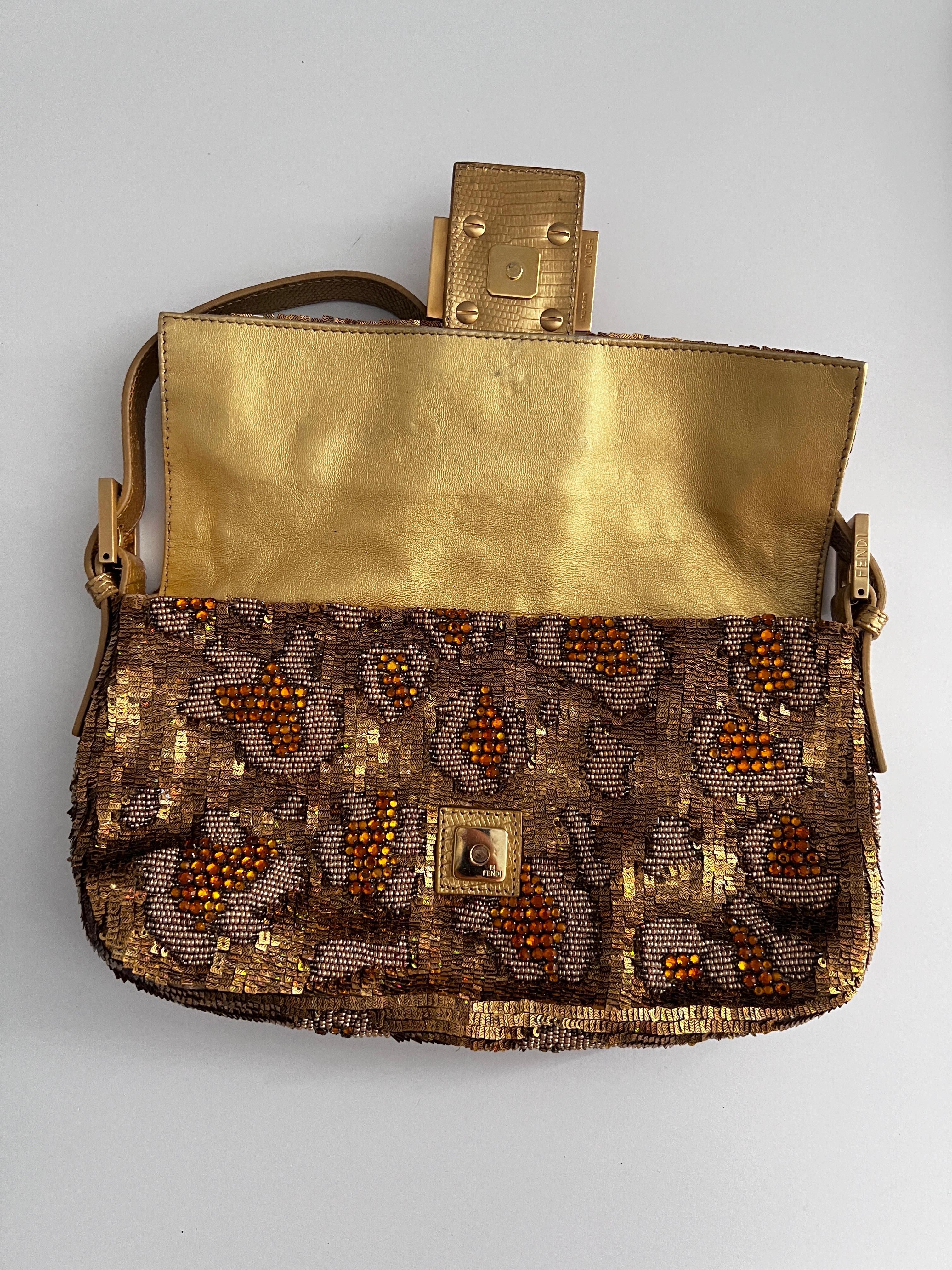 Fendi gold grape sequin baguette 1