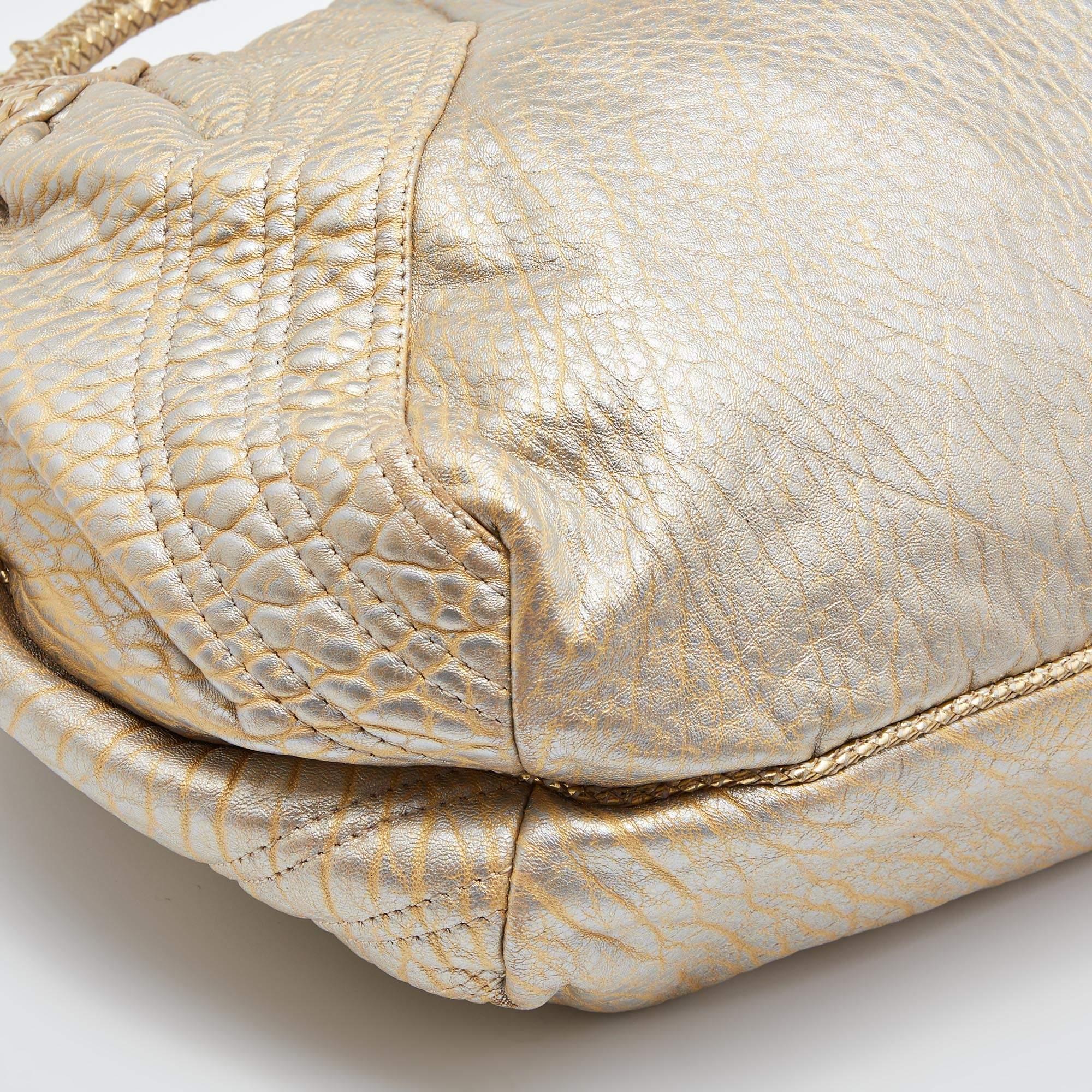 Fendi Gold Holographic Textured Leather Spy Bag 6