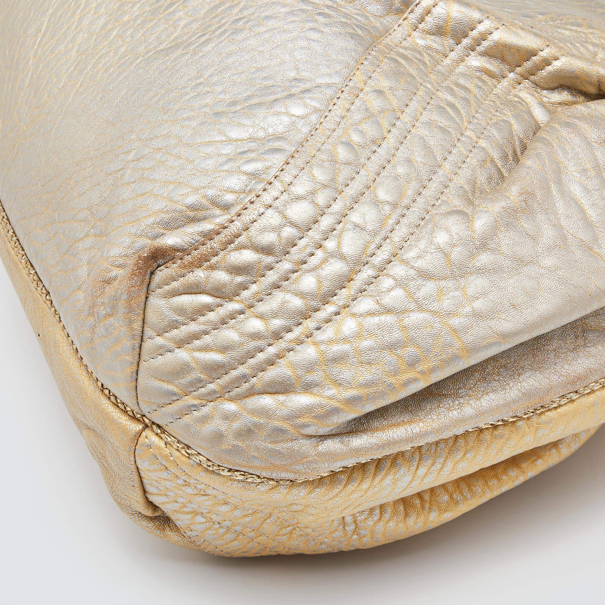Fendi Gold Holographic Textured Leather Spy Bag 7