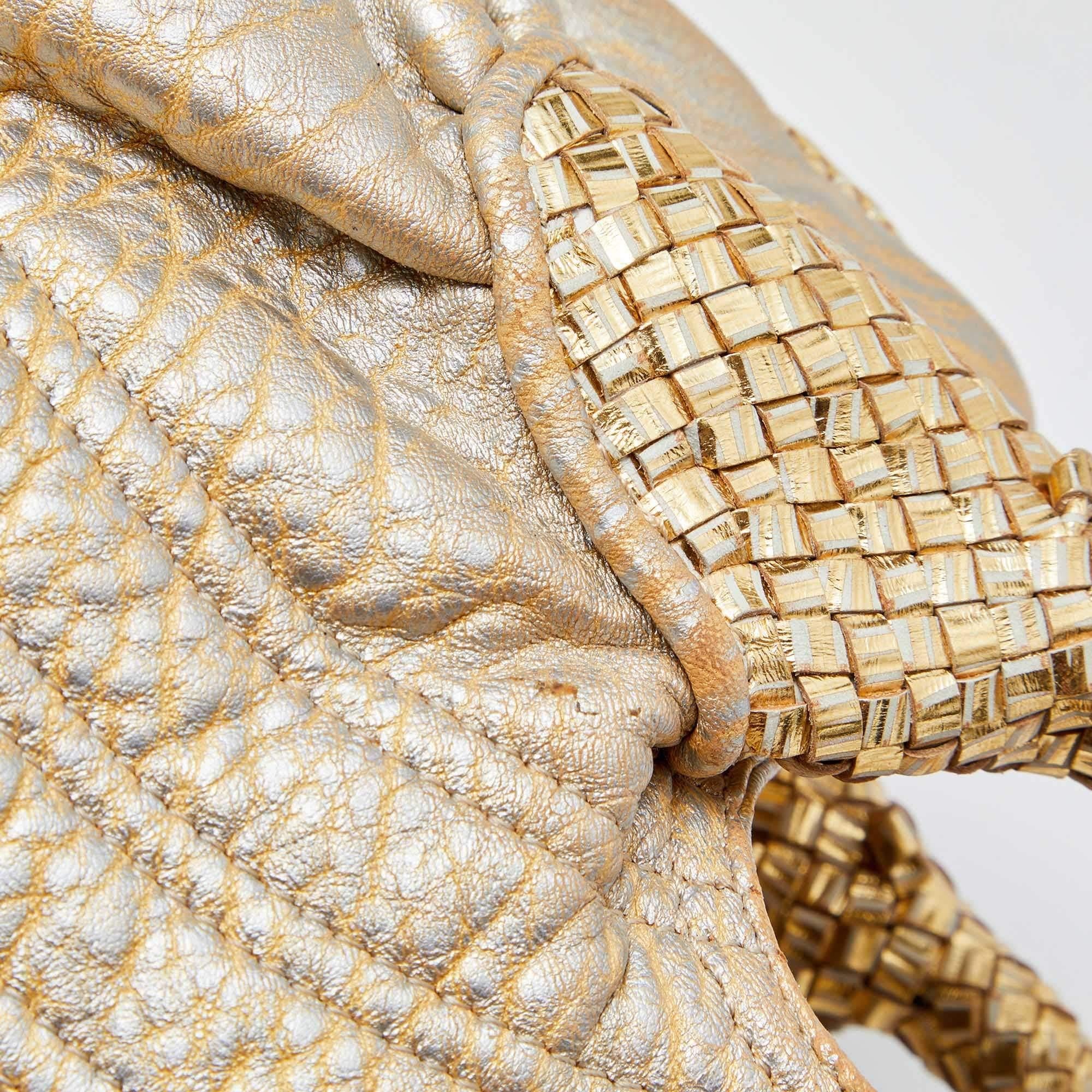 Fendi Gold Holographic Textured Leather Spy Bag 9