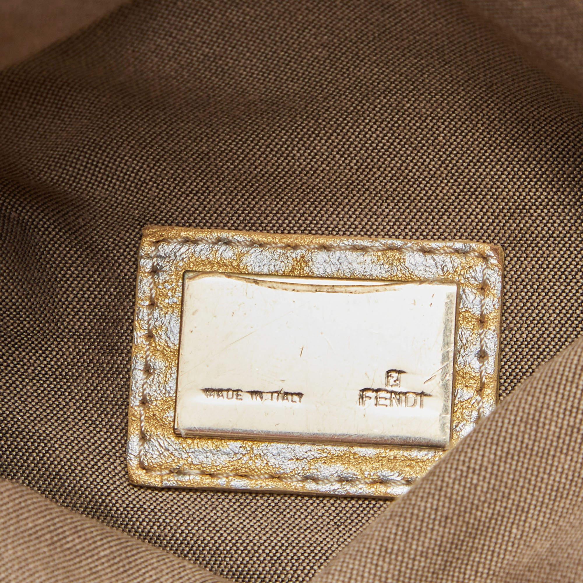 Fendi Gold Holographic Textured Leather Spy Bag 11