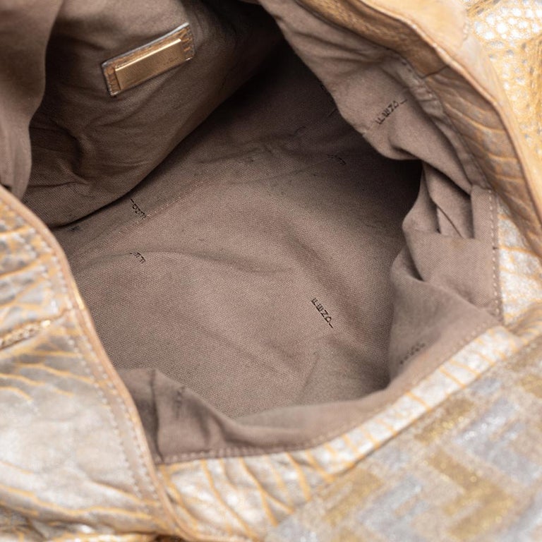 Fendi Gold Holographic Textured Leather Spy Bag 1