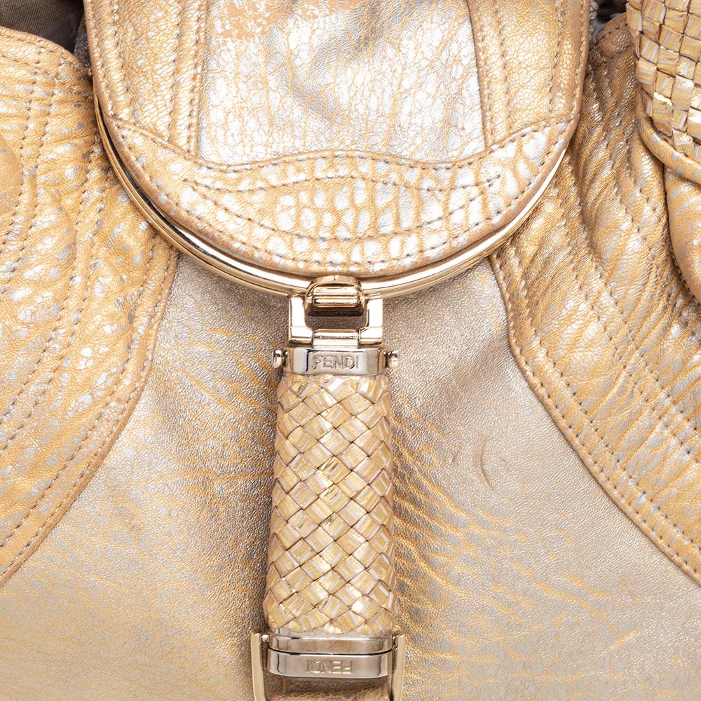 Fendi Gold Holographic Textured Leather Spy Bag 1