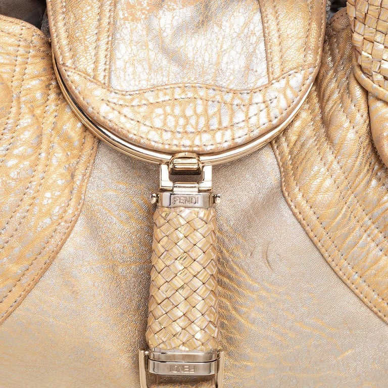Fendi Gold Holographic Textured Leather Spy Bag 2