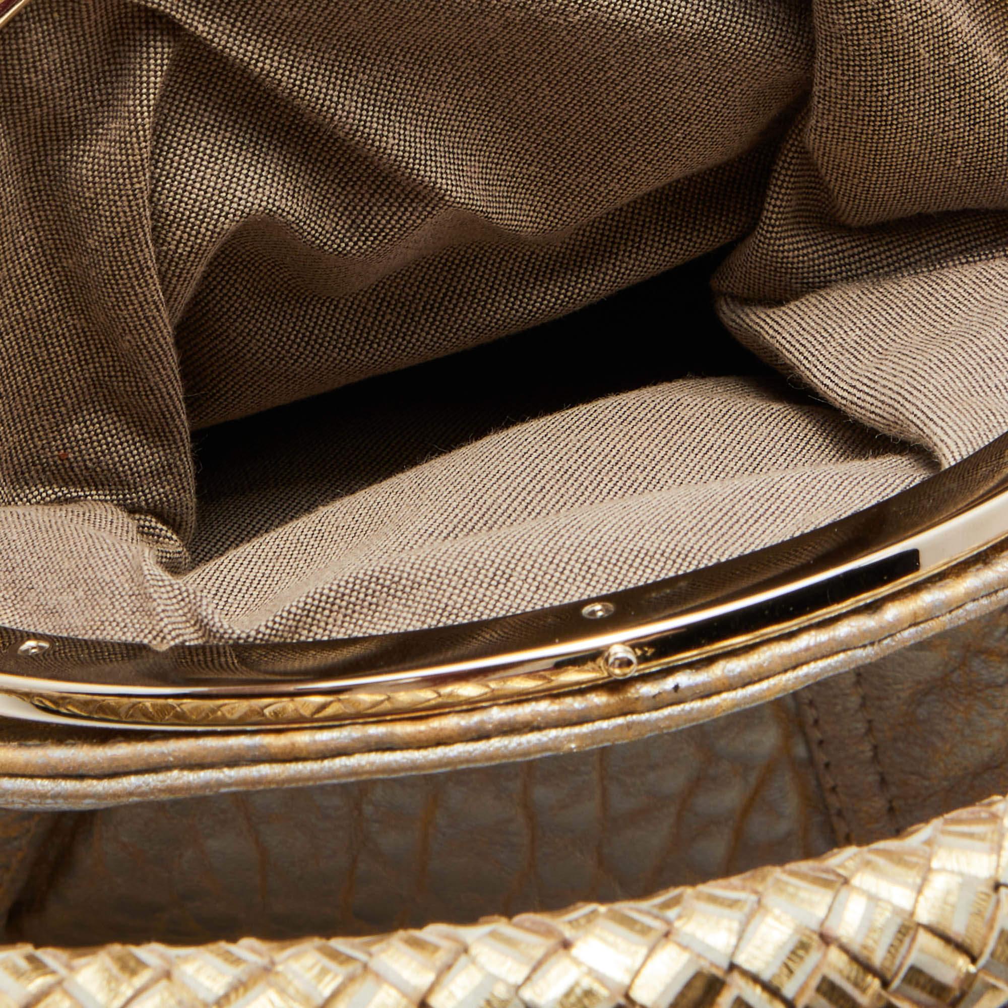 Fendi Gold Holographic Textured Leather Spy Bag 2