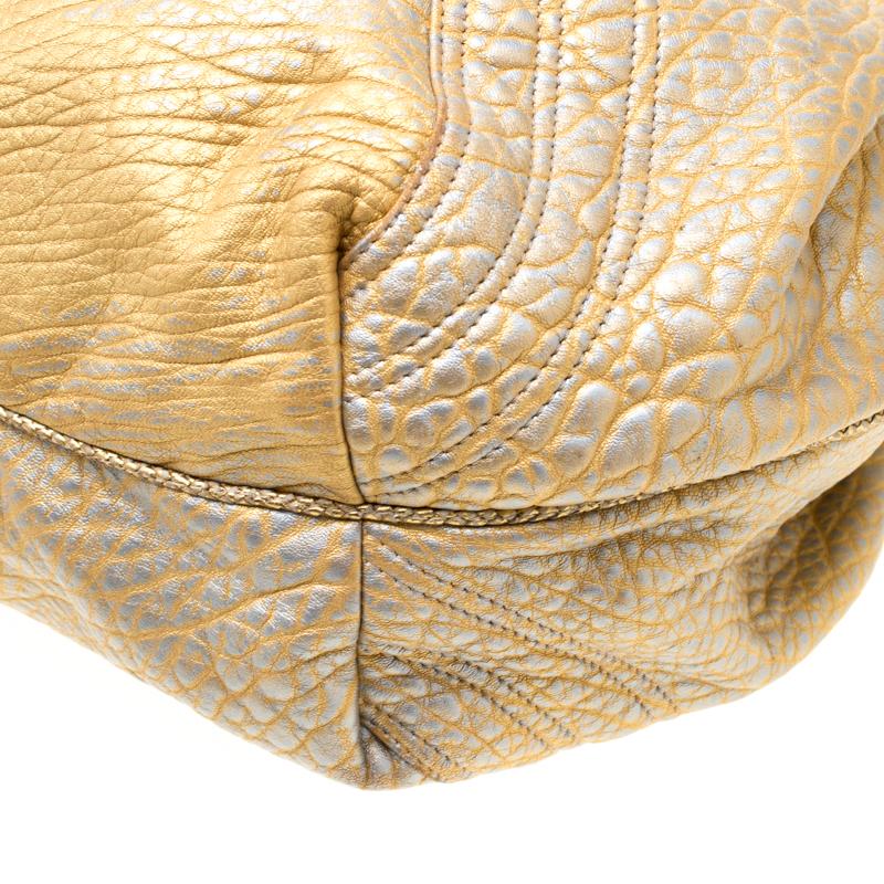 Fendi Gold Holographic Textured Leather Spy Bag 3