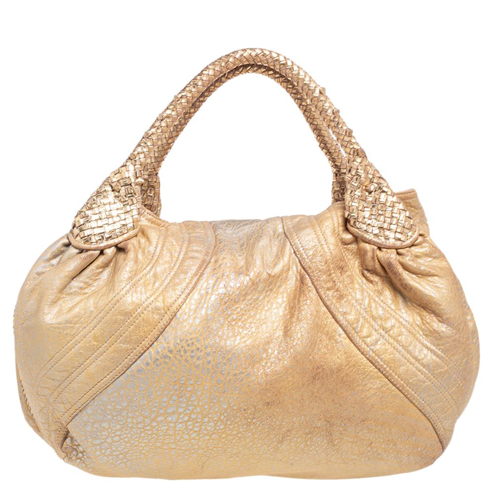 Fendi Gold Holographic Textured Leather Spy Bag 3