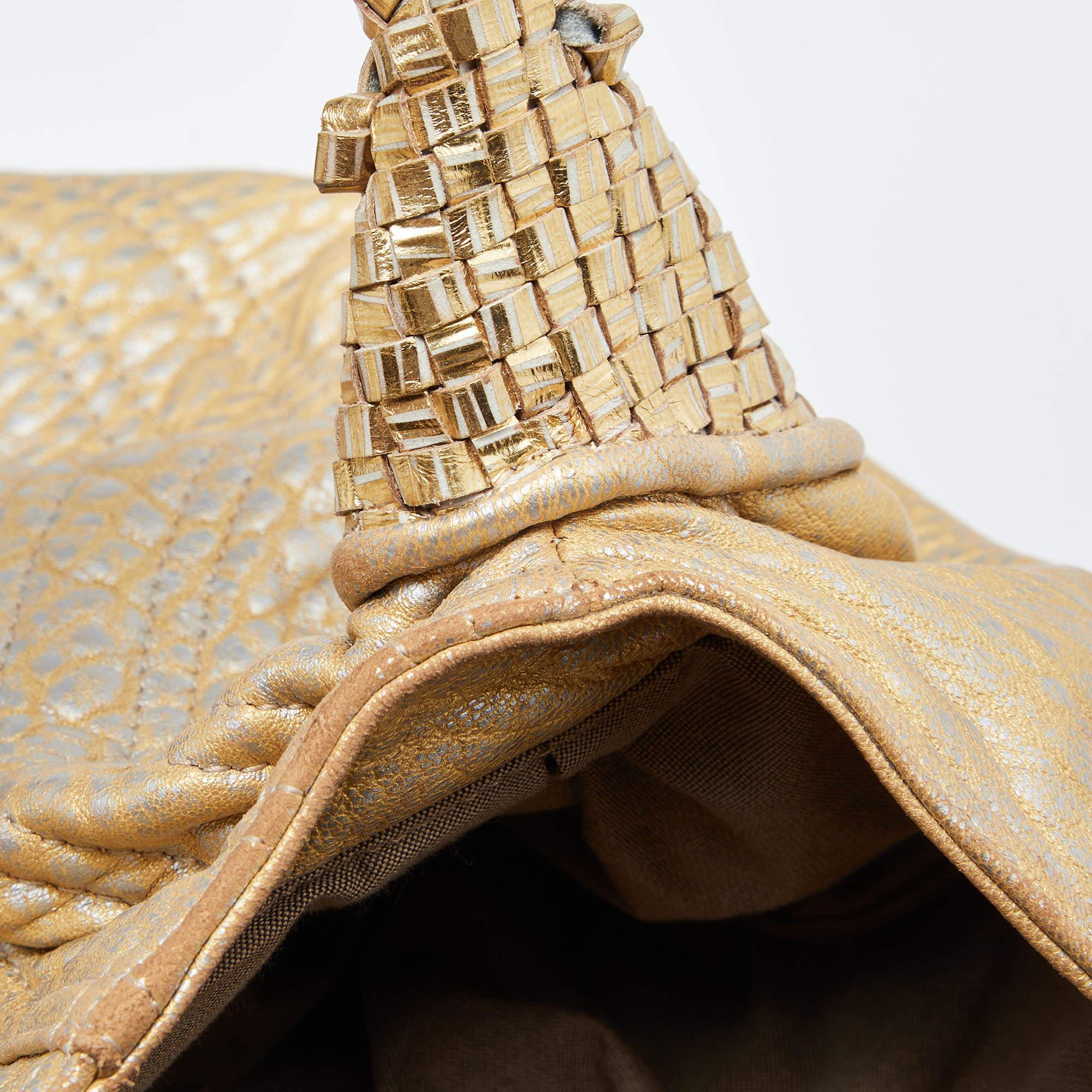 Fendi Gold Holographic Textured Leather Spy Bag 4